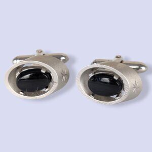 Vintage Swank Oval Onyx Cufflinks